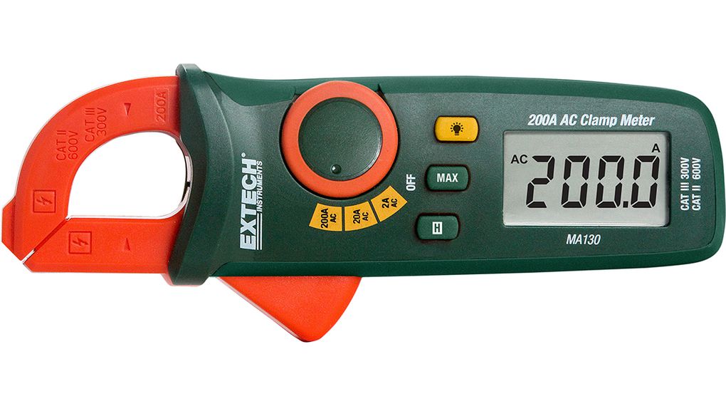 Current Clamp Meter, RMS, , Backlit LCD