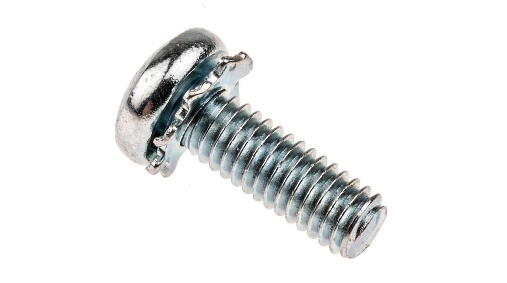 M4 x 12mm Zinc Plated Steel Pan Head Sems Screw, External Tooth Washer, Lot de 100 pièces