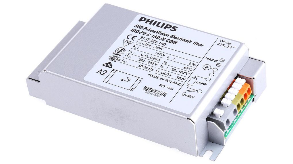 Philips Lighting 150 W Electronic Ceramic Metal Halide Lighting Ballast, 220 → 240 V