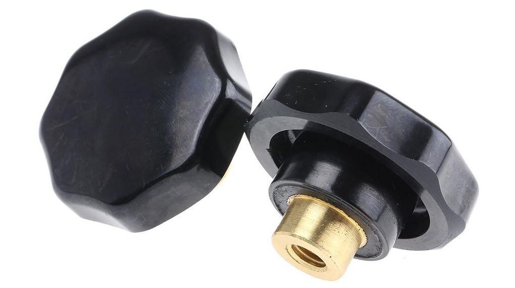 Black Multiple Lobes Clamping Knob, M8, Threaded Hole, M8, Schwarz, Packung à 10 Stück