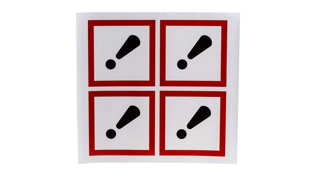 White Gloss Polymeric Vinyl Safety Labels, GHS Irritant-Text 100 mm x 100mm