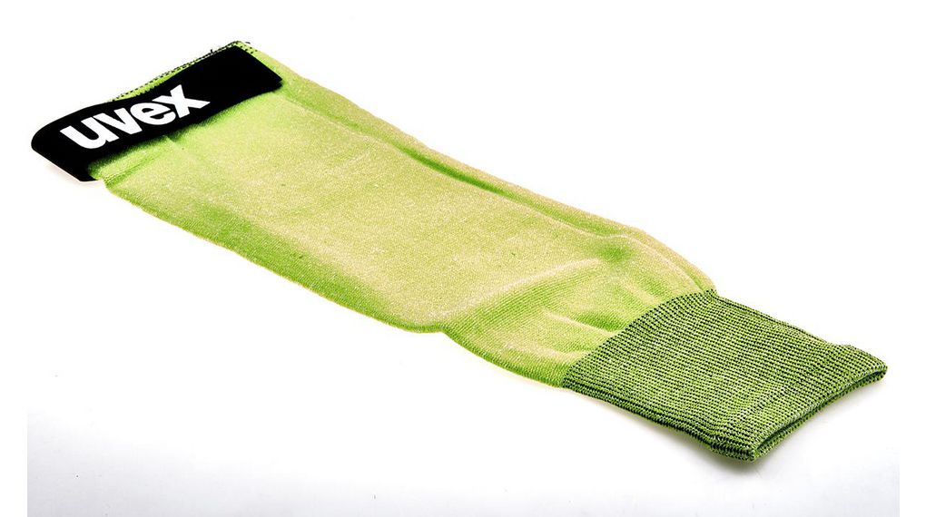 Protège-bras réutilisable Uvex C500 vert en bambou, fibre de verre et HPPE, résistante aux coupures, longueur de 400 mm, taille L