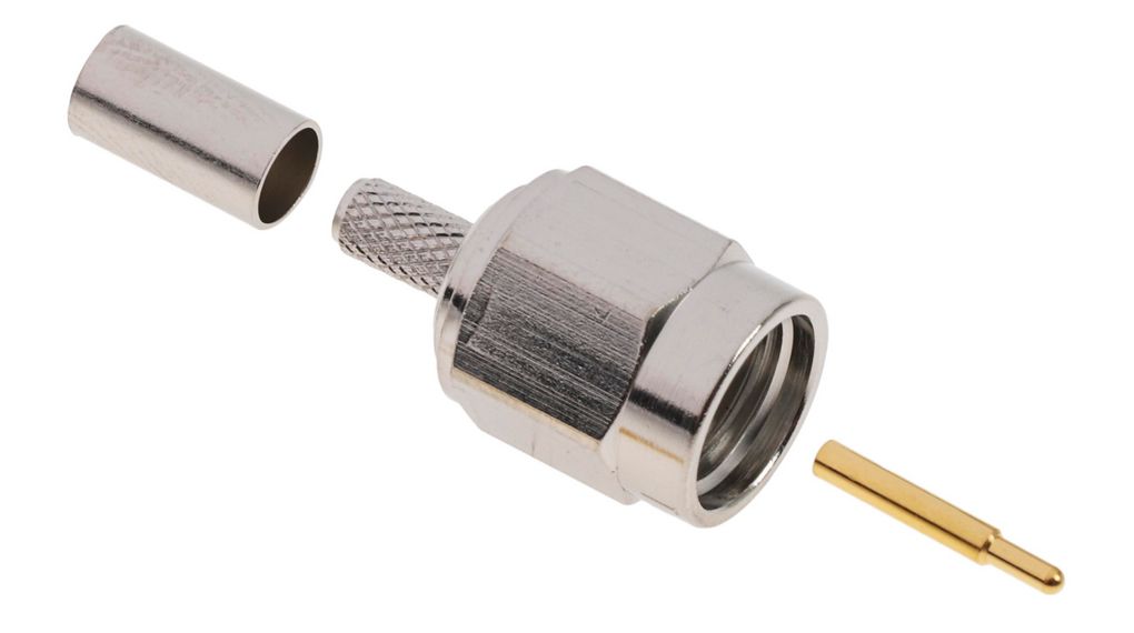 Telegartner, Plug Cable Mount SMA Connector, 50Ohm, Crimp Termination, Straight Body