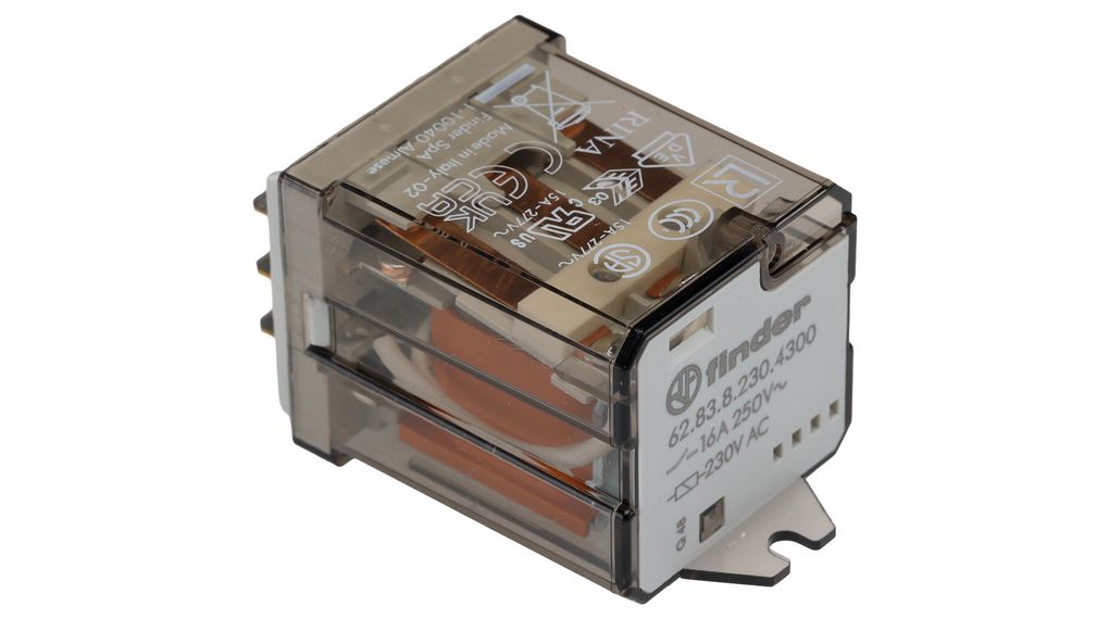 Finder Flange Mount Power Relay, 230V dc Coil, 16A Switching Current, 3PST
