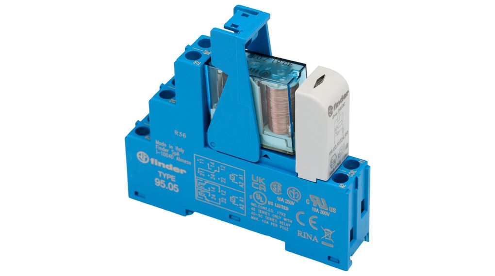 Finder 48 Series Electromechanical Interface Relay, DIN Rail Mount, 12V Coil, SPDT, 1-Pole, 16A Load