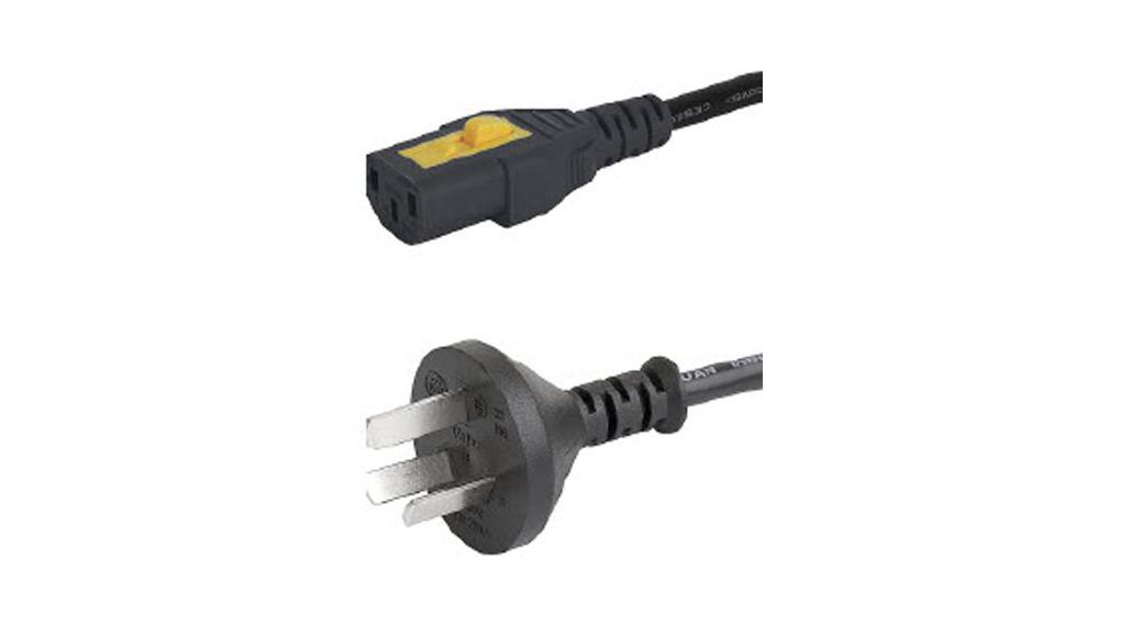 Kable do urządzeń IEC Wtyk AU typu I - IEC 60320 C13 2m Czarny