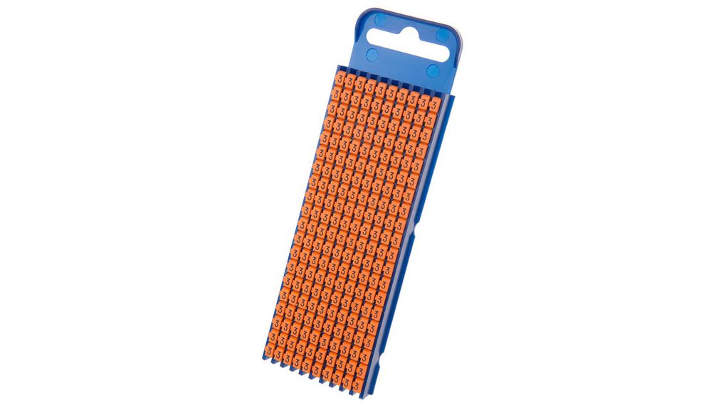 Kabelmarkierer-Kit, einrastend, vorbedruckt, Polyamid 6.6, Schwarz auf Orange, Packung à 200 Stück