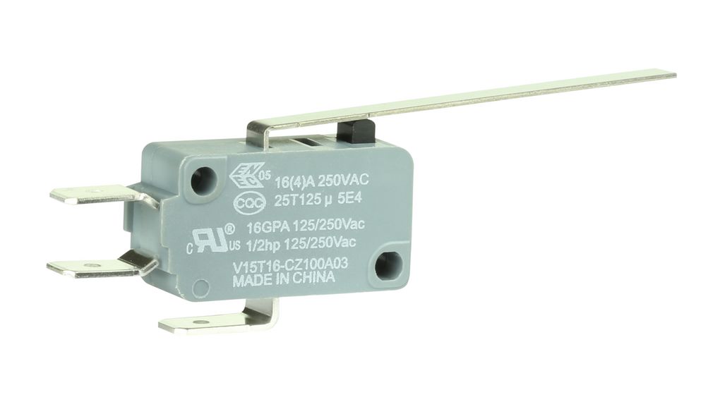 Microschakelaar, V15, 16A, 1CO, 0.96N, Lange hendel