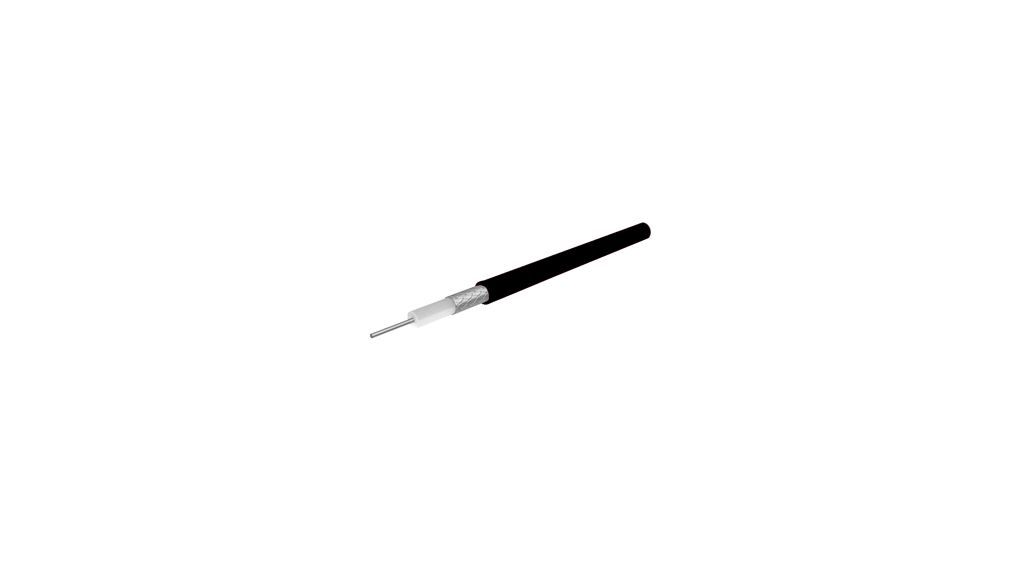 Coaxial Cable LSZH 1.7mm 50Ohm Silver-Plated Copper Black 25m