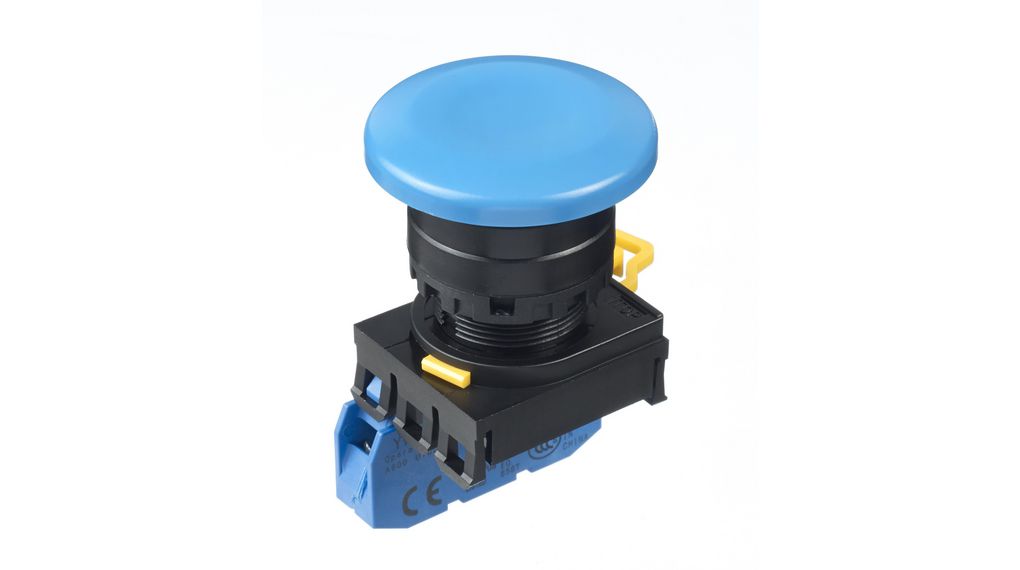 Pushbutton Switch Momentary Function 1NO Panel Mount Black / Blue