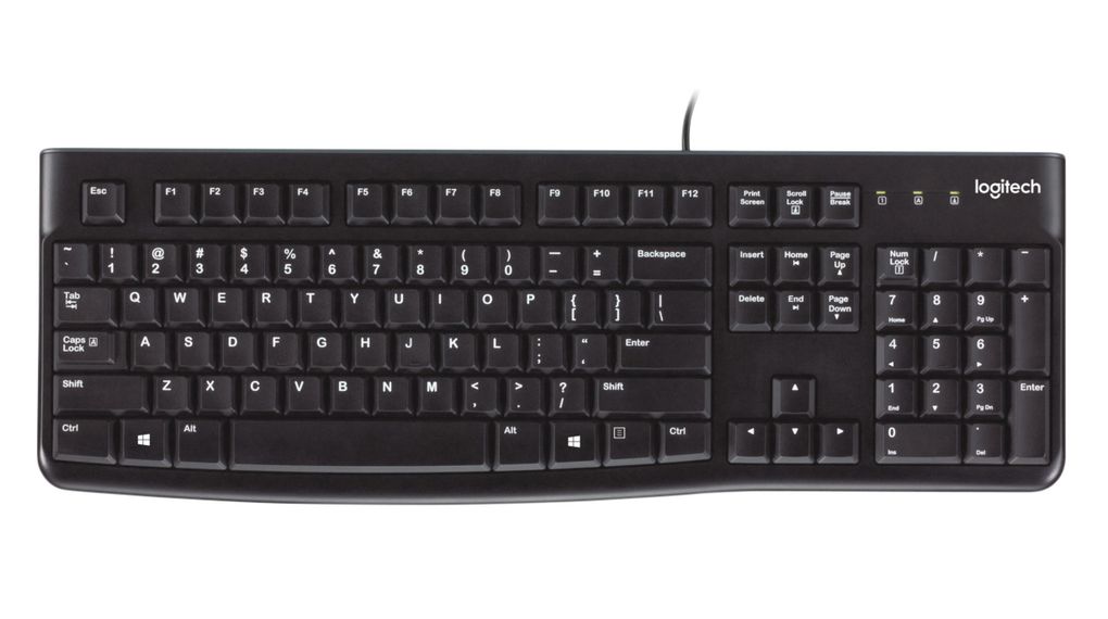 Tastatur, K120, US Engelsk med €, QWERTY, USB, Kabel