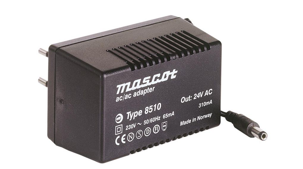 8510-12VAC | Mascot 8.5W Plug-In AC/DC Adapter 12V ac Output, 710mA ...
