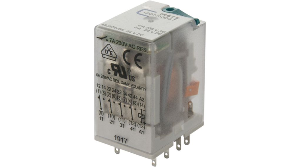 Industrial Relay MC274 4CO DC 24V 7A Plug-In Terminal