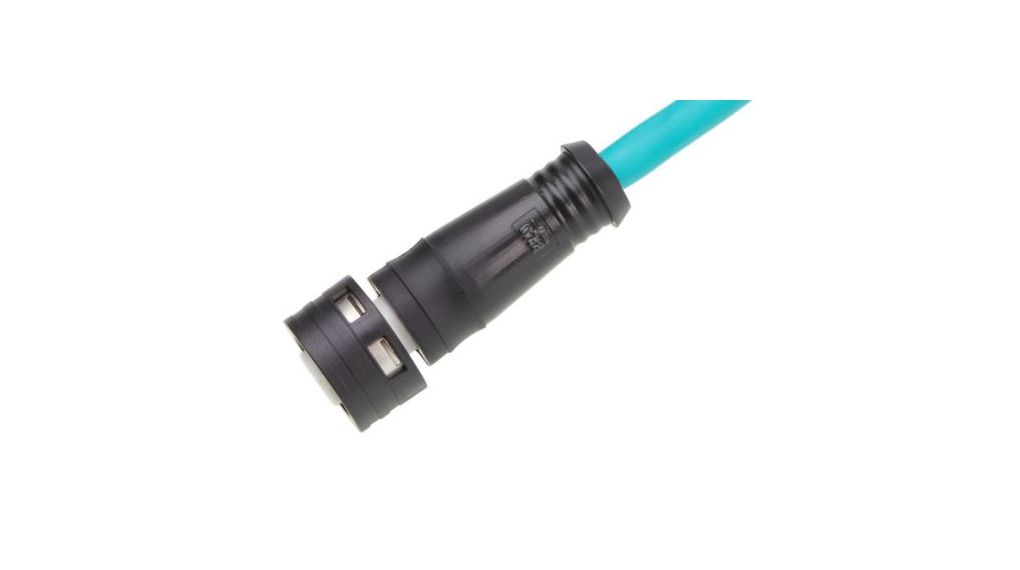 Cordset, Teal, Straight, 1.5A, 24AWG, 1m, M12 Socket - Pigtail, Conductors - 4