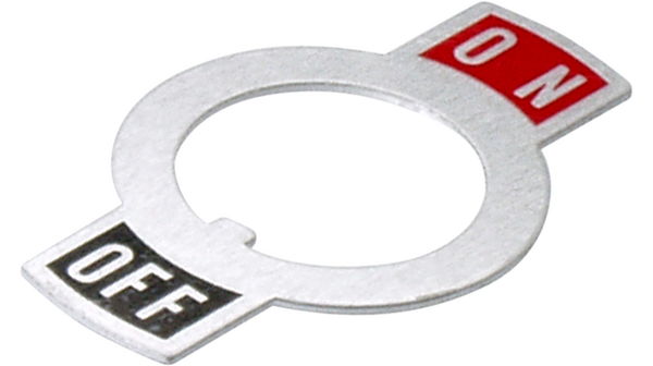 Popisný štítek 12.1mm Zap/Vyp Červená / Černá NKK M/P/S Series Toggle Switches