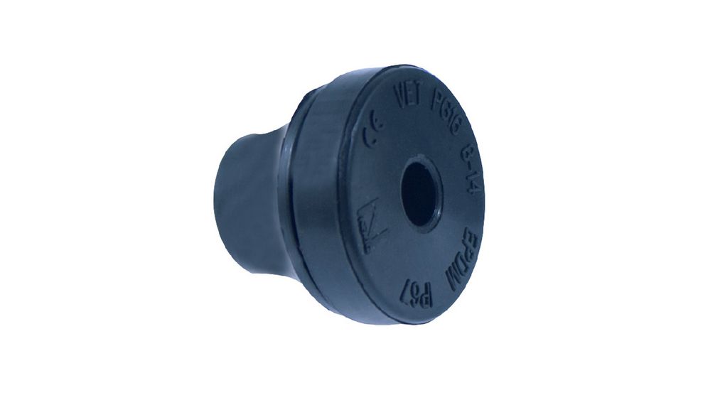 Grommet with Membrane, 10 ... 14mm, Rubber, Black