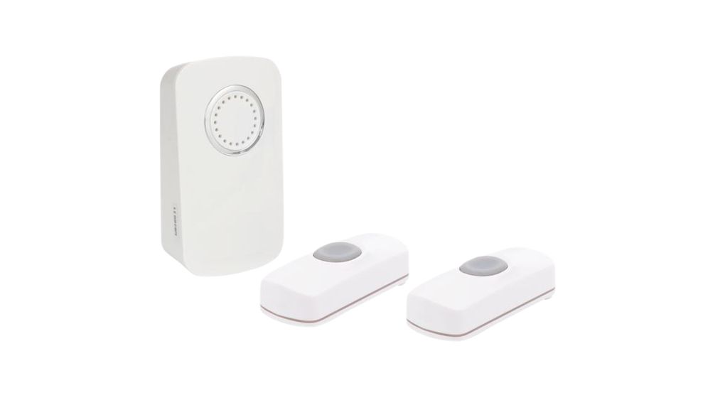 Wireless Doorbell Kit with 2 Push-Buttons, 150m, White