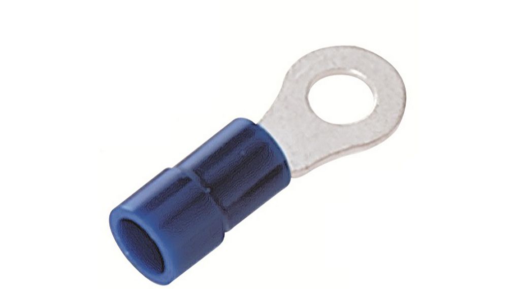 Insulated Ring Terminal, 4.3mm Stud Size, 1.5mm² to 2.5mm² Wire Size, Blue, 100 ST