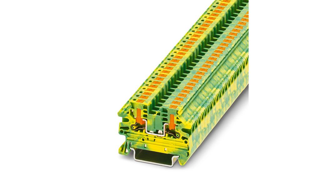 Terminal Block, Push-In, 2 Poles, , 2.5mm², Green / Yellow, Pack of 10 pieces