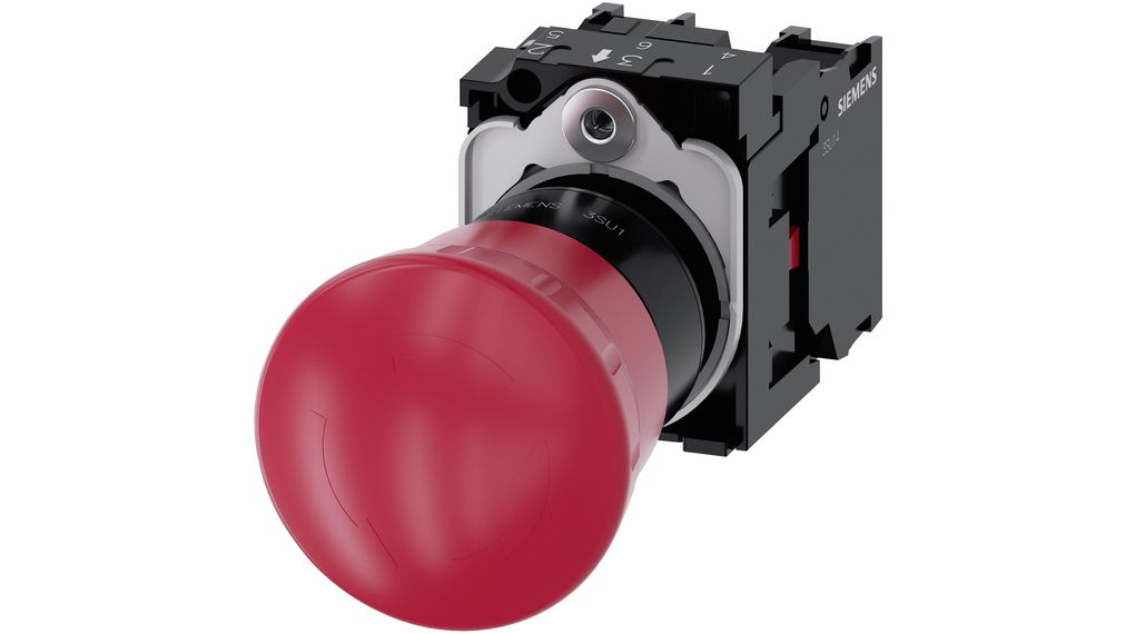 Siemens SIRIUS ACT 3SU11 Series Twist Release Emergency Stop Push Button, Panel Mount, 22mm Cutout, 2NC, IP66, IP67,