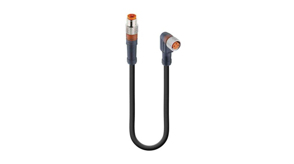 Cordset, M8 Plug - M8 Socket, 3 Conductors, 300mm, IP65 / IP67, Black