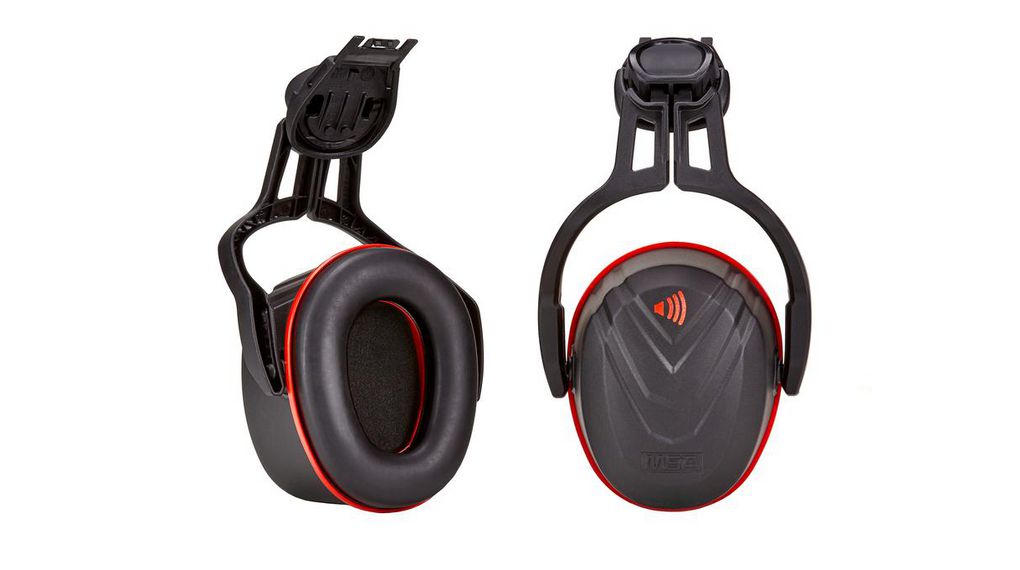 MSA Safety V-Gard Ear Shells with Helmet Attachment, 36dB, Black, Red