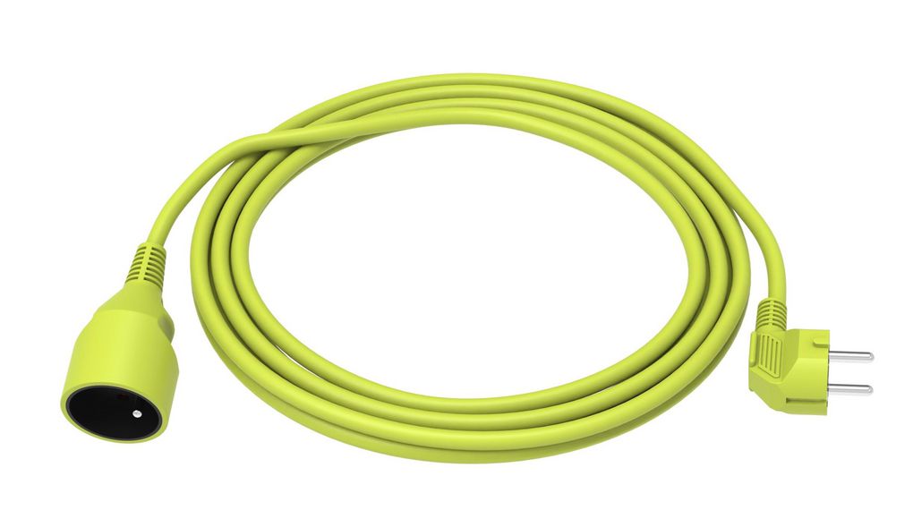 15m 1 Socket Type E - French Extension Lead, 250V, IP20 IP20 15m Green