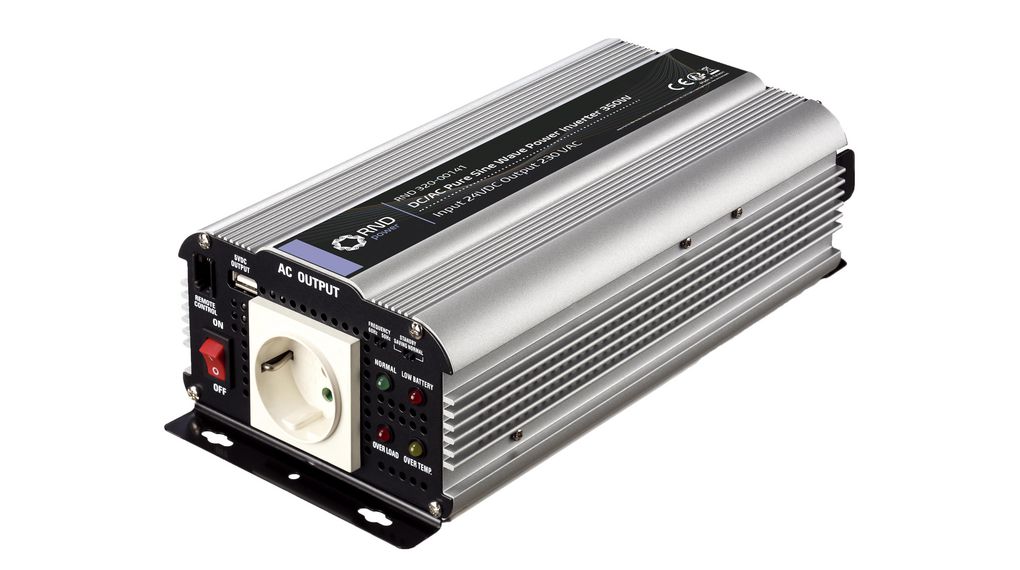 Sinus-Wechselrichter, DC / AC 24V 350W Steckdose Typ F (CEE 7/3) mit Schutzkontakt / USB A-Buchse