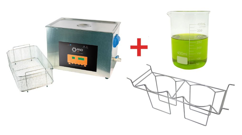 Bundle: Ultraschall-Reinigungsbehälter 27 L 500 W + Korb für Reinigungsbecher + Reinigungsbecher 400 ml