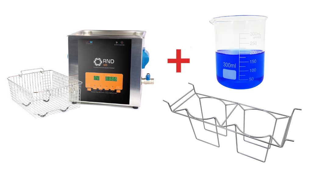 Bundle: Ultraschall-Reinigungsbehälter 9 L 200 W + Korb für Reinigungsbecher + Reinigungsbecher 300 ml