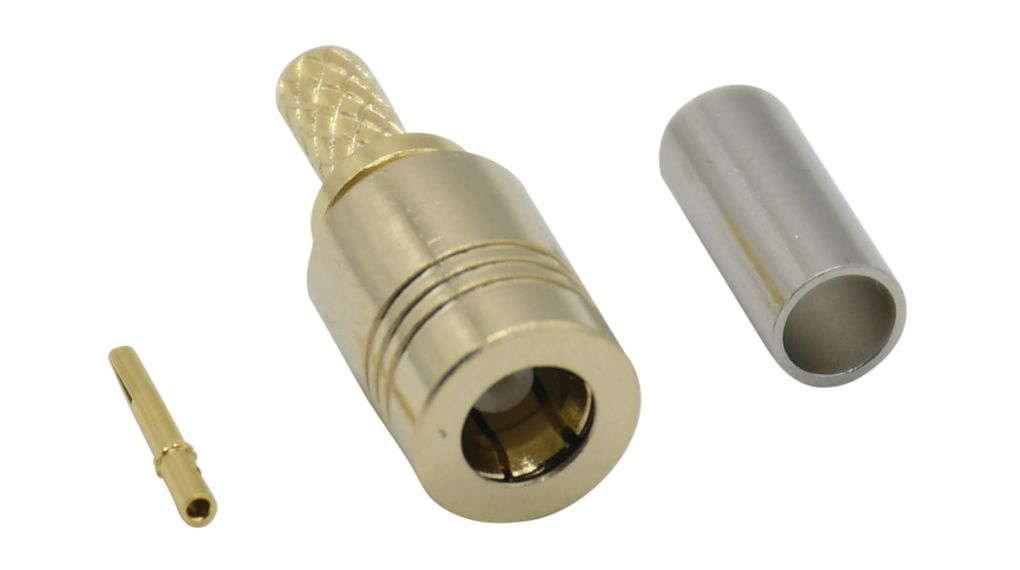 RF Connector, SMB, Brass, Plug, Straight, 50Ohm, Cable Mount, Crimp