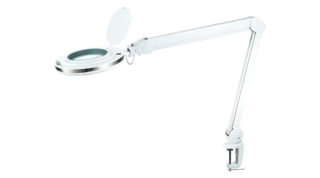 LED Dimmable Magnifying Glass Lamp with Table Clamp, 127mm, 1.75x, F, Glass, Euro Type C (CEE 7/16) Plug