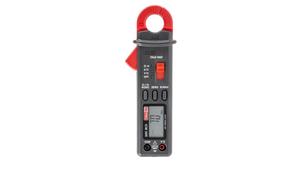 Current Clamp Meter, 25mm, LCD, TRMS, CAT II 300 V, 40MOhm, 300A