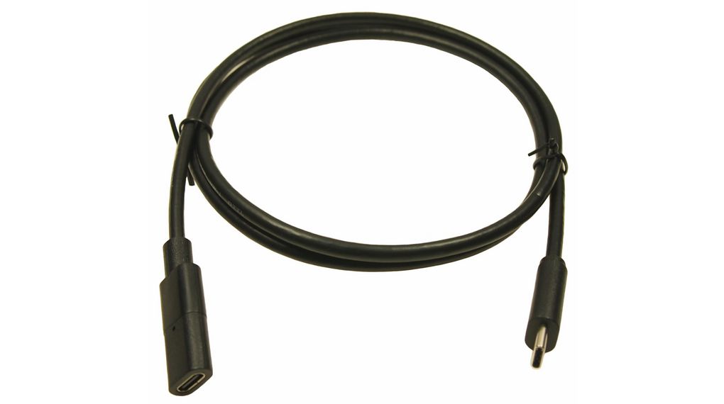 Cable, USB-C Plug - USB-C Socket, 1m, USB 3.0, Black