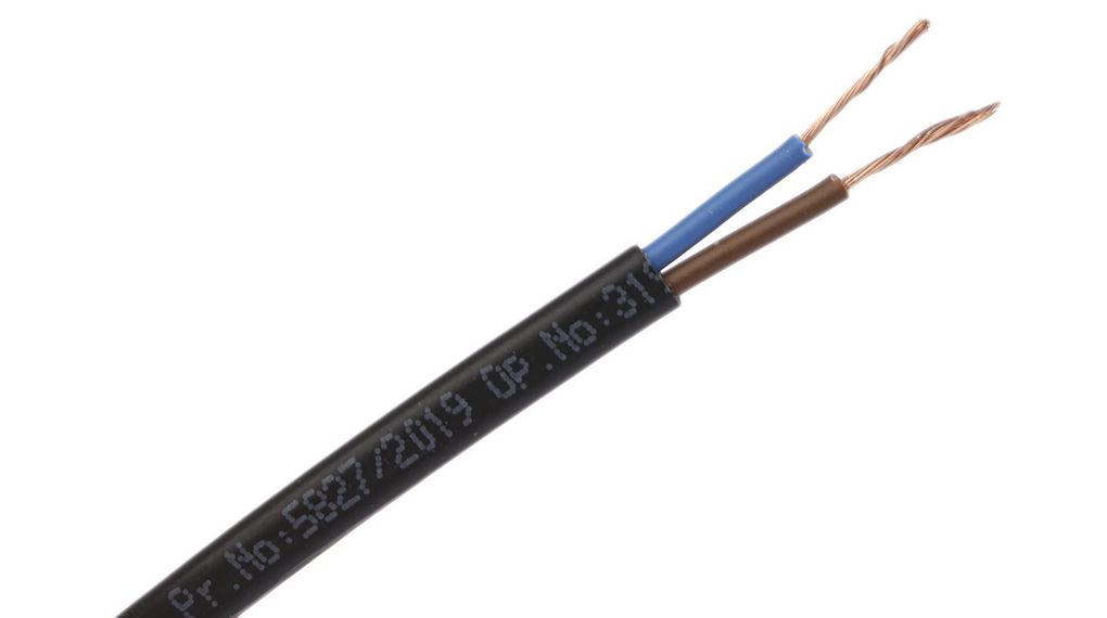 Napájecí kabel 2x 0.5mm² Měď Nestíněné 300V 100m Černá