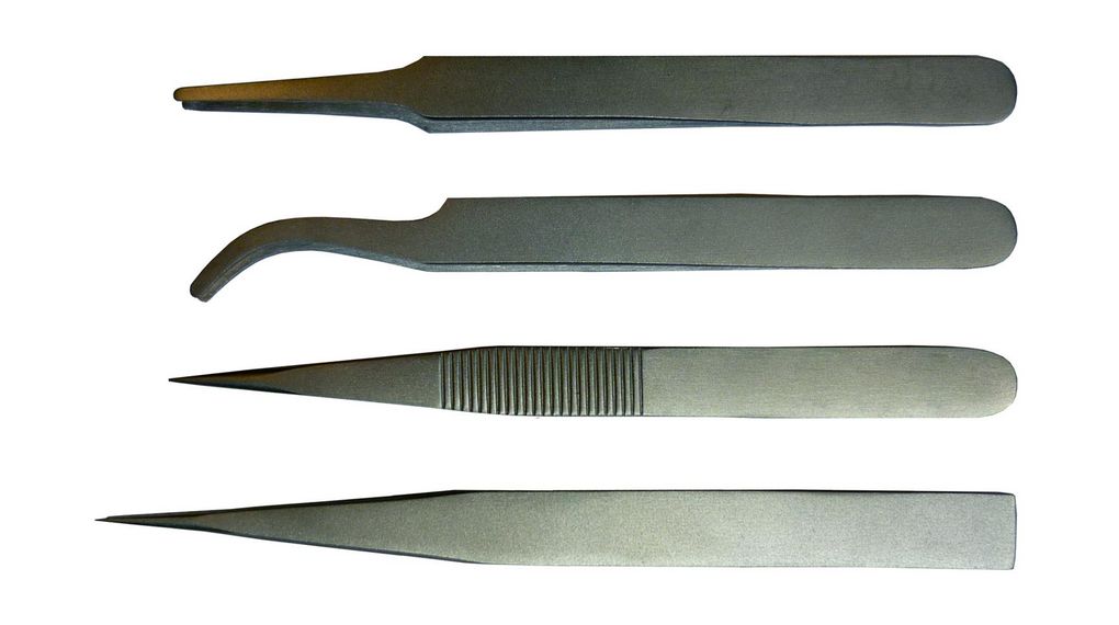 Tweezer Kit, 4pcs Universal Carbon Steel Curved / Fine / Rounded / Sharp 120mm