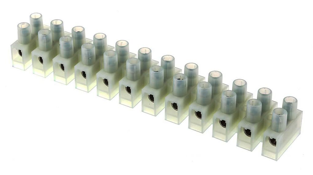 Terminal Strip, White, 41A, 400V, Poles - 12, Pack of 5 pieces