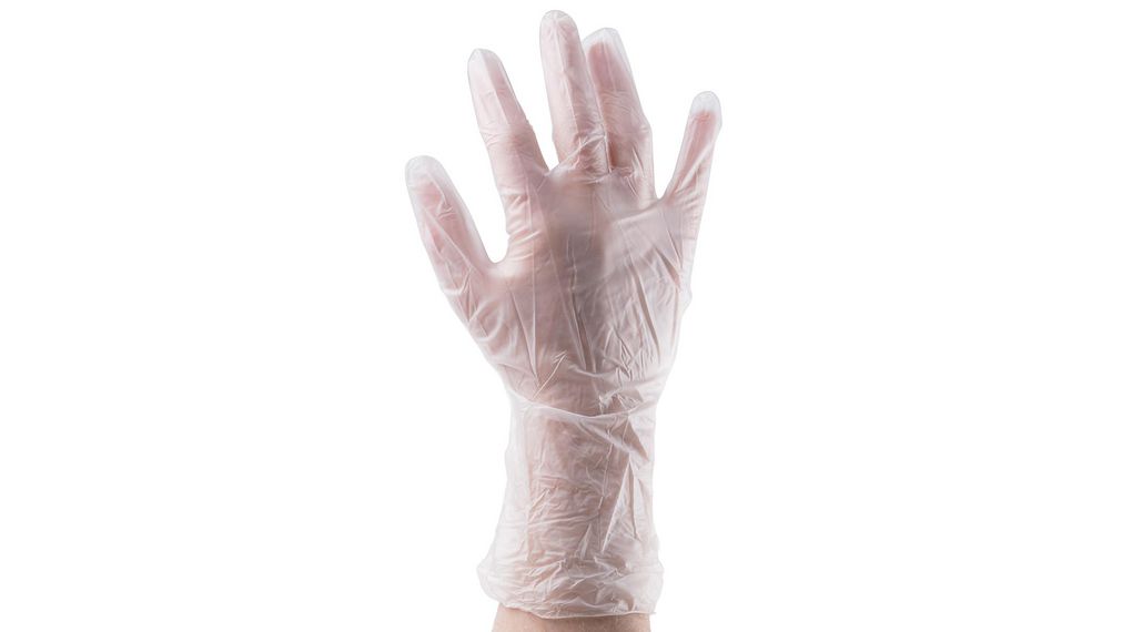 Disposable Gloves, Polyvinylchloride (PVC), Glove Size Large, Transparent, Pack of 100 pieces