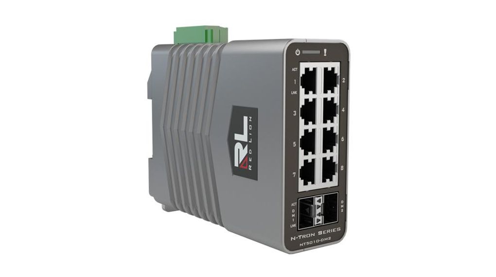 Industrial Ethernet Switch, RJ45 Ports 8, Fibre Ports 2SFP, 1Gbps, Layer 2 Managed