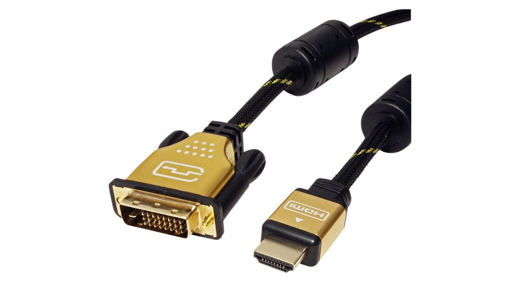 Video Cable, DVI-D 24 + 1-Pin Male - HDMI Plug, 3840 x 2160, 7.5m