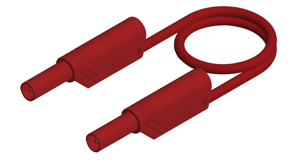 Safety Test Lead, 1m, Red, 1kV, Tin-Plated Brass