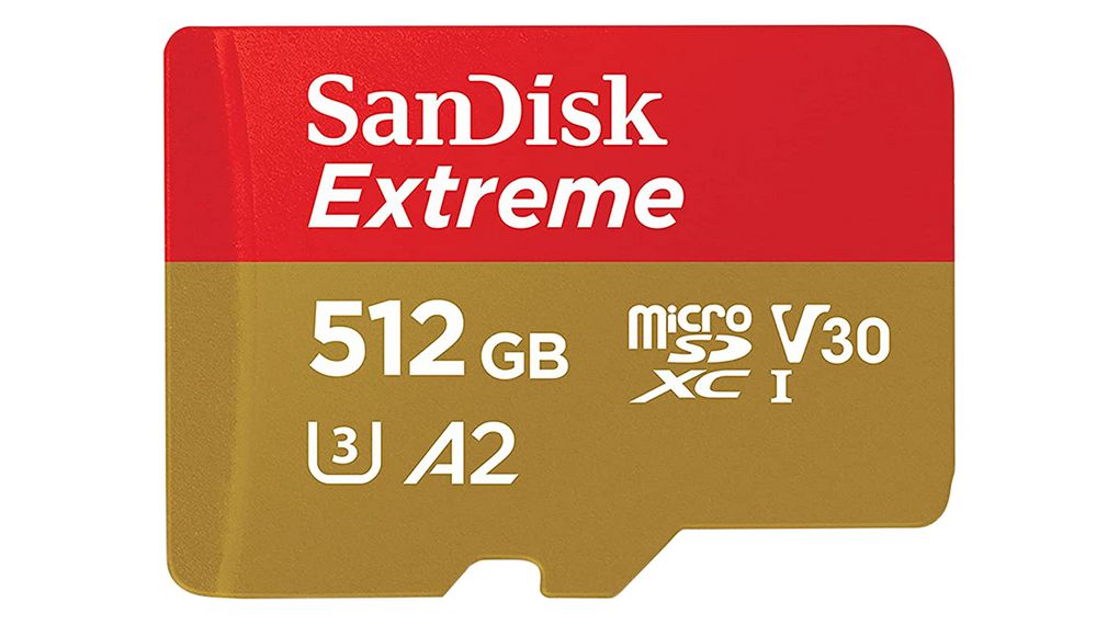 Industrial Memory Card, microSD, 512GB, 190MB/s, 130MB/s, Gold / Red