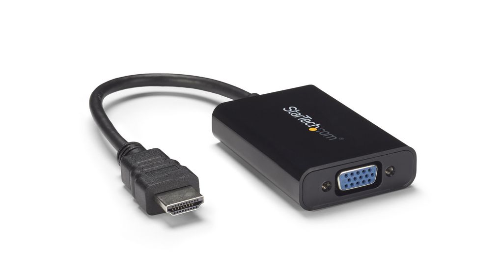 HD2VGAA2 | Startech Adapter med flere porte, Lydindgang/-udgang / VGA-stik / Mikro USB-B-stik, Sort | Elfa Distrelec Danmark