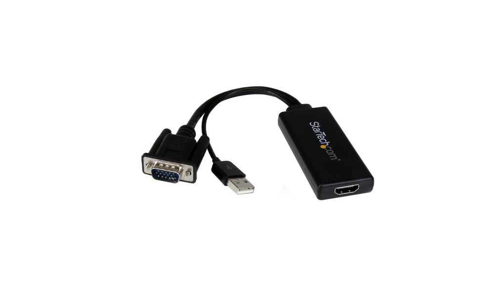 Videoadapter, VGA-Stecker - HDMI-Buchse, 1920 x 1080, Schwarz