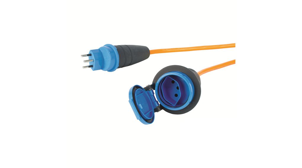 Prodlužovací kabel IP55 Polyuretan (PUR) 2.5mm² Zástrčka CH typ J (T12) - Zásuvka CH typ J (T13) 10m Oranžová