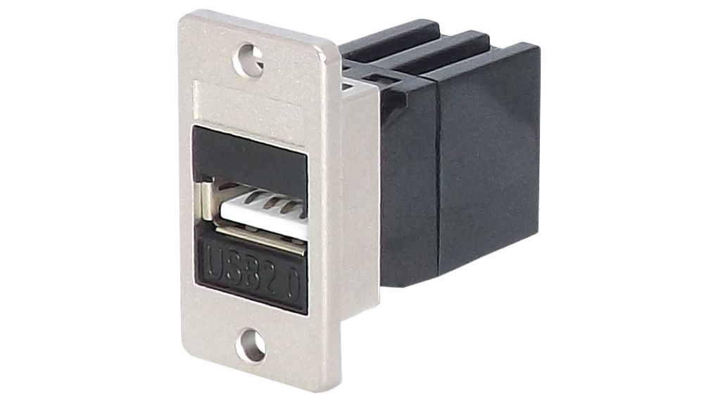 USB2 A to A Panel Mount Coupler, USB 2.0 A Socket - USB 2.0 A Socket