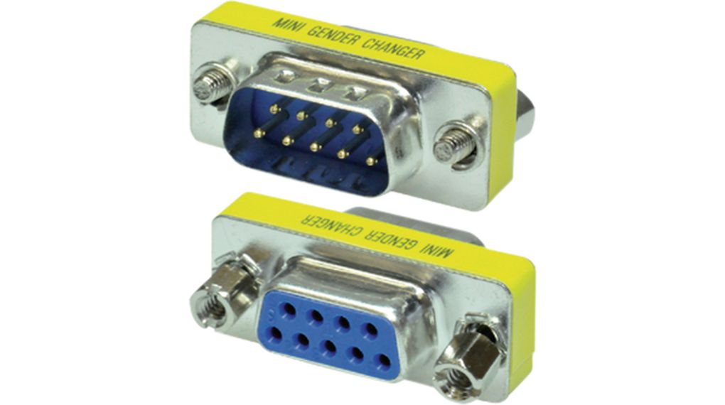 Mini D-Sub Adapter, D-Sub 9-Pin Socket / D-Sub 9-Pin Plug