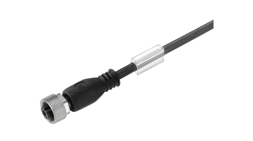 Cordset, M12 Socket - Bare End, 5 Conductors, 5m, IP68 / IP67 / IP66 / IP65, Black