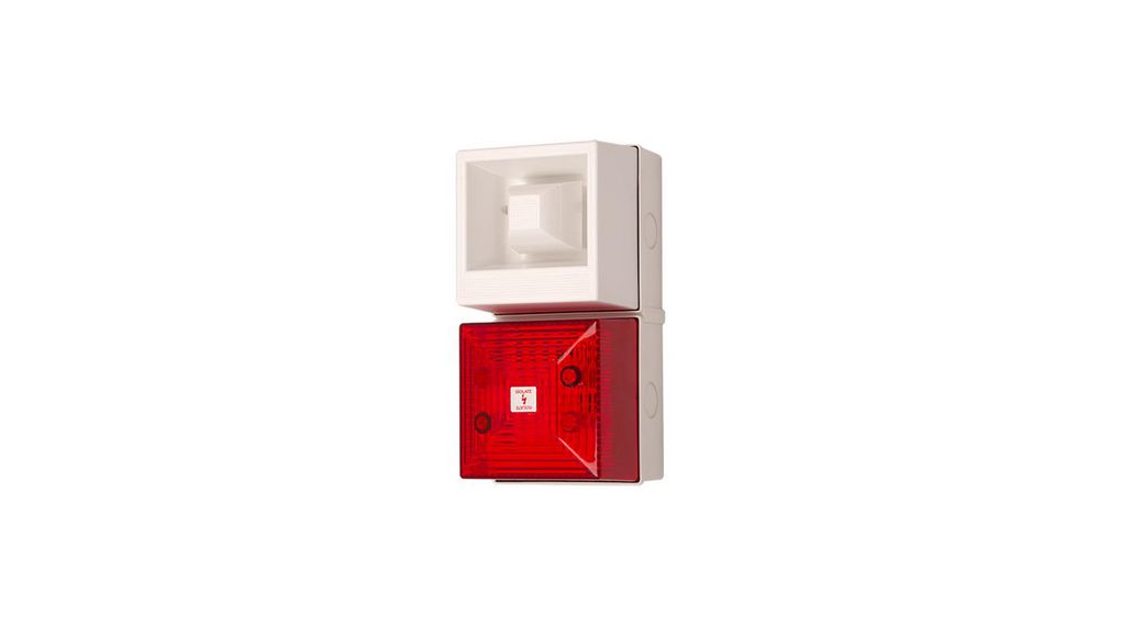 Clifford & Snell YL40 Series Red Sounder Beacon, 24 V dc, IP65, Wall Mount, 108dB at 1 Metre