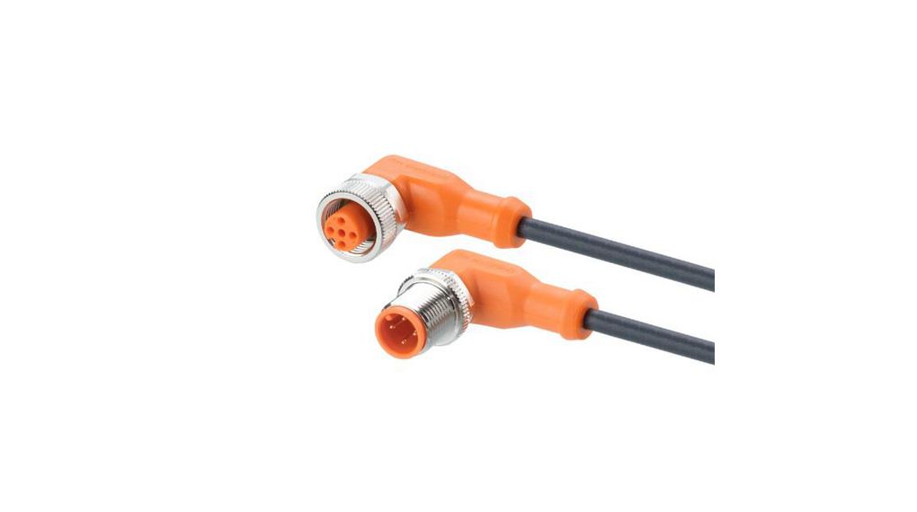 ifm electronic Male 1 way M12 to Female 1 way M12 Sensor Actuator Cable, 2 m Conducteurs, 2m, IP65 / IP67 / IP68 / IP69K, Noir